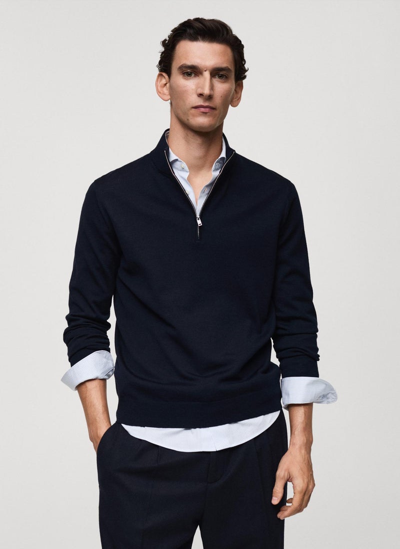 Mango Man Merino Wool Perkins Zip Pullover Sweater  - Image 1