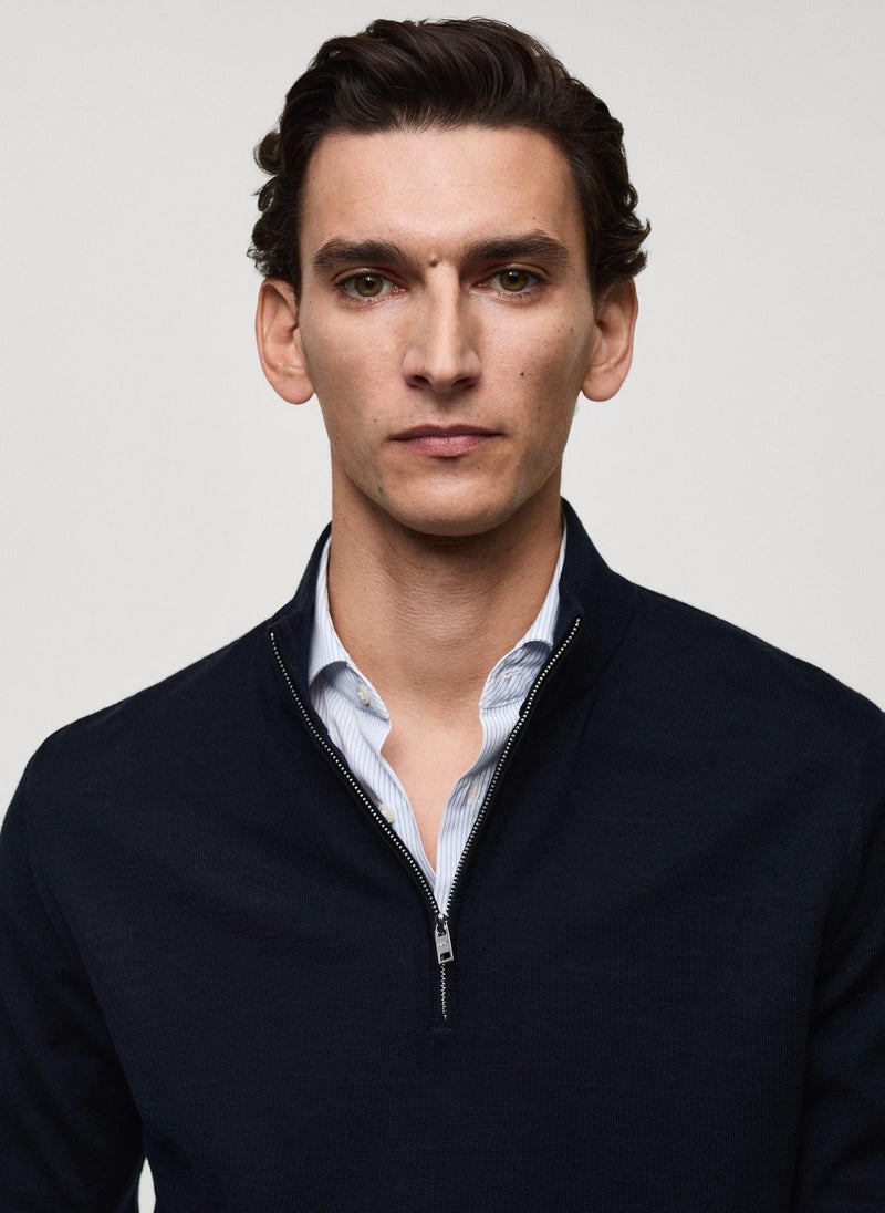 Mango Man Merino Wool Perkins Zip Pullover Sweater  - Image 4