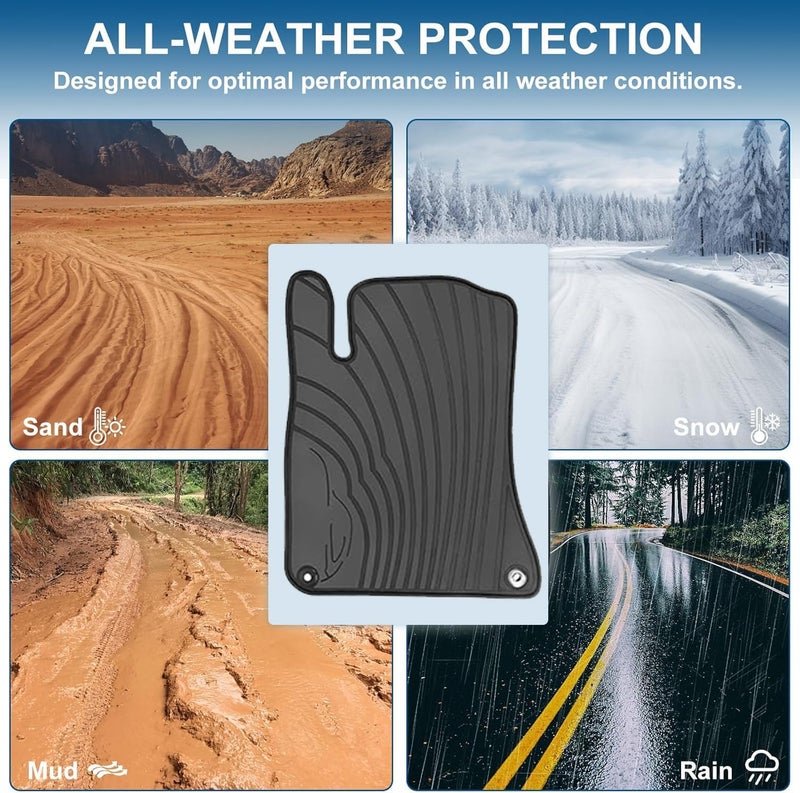 SAN AUTO HD-Mart Car Floor Mats Liners Custom Fit for Mercedes Benz A Class 2012-2019/B Class 2013-2019 GLA 2014-2020 Full Black Rubber Set All Weather Protection Heavy Duty Odorless - Image 3
