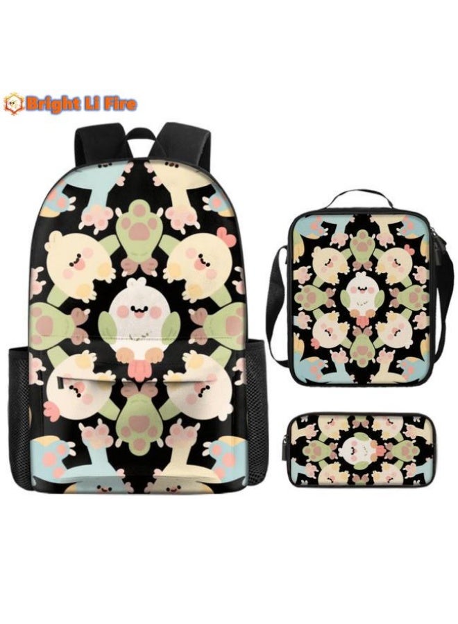 Bright Li Fire popular new super cartoon elements! Shoulder + handbag + pen bag set (students, children, friends outing, mountain climbing, etc. are available) - 2