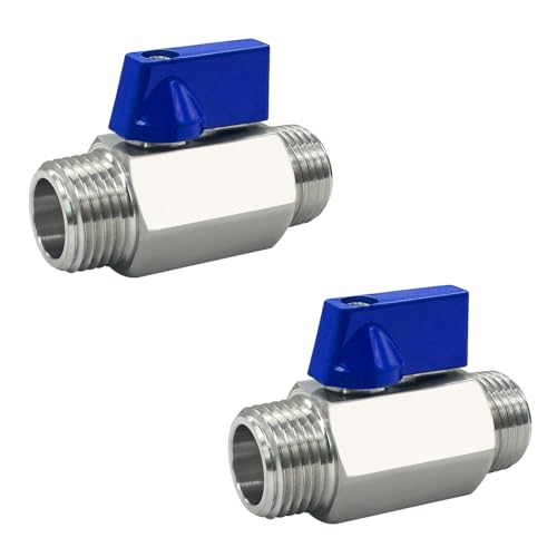 Fitvell 316 Stainless Steel Mini Ball Valve 12 NPT Male x Male Thread Shut Off Valve 2PCS - Image 1