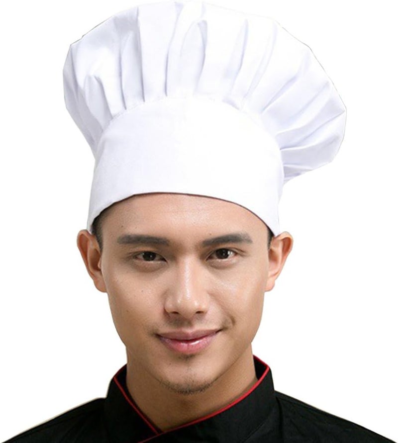 Hyzrz Chef Hat Set of 4 PCS Pack Adult Adjustable Elastic Baker Kitchen Cooking Chef Cap (White) - Image 3