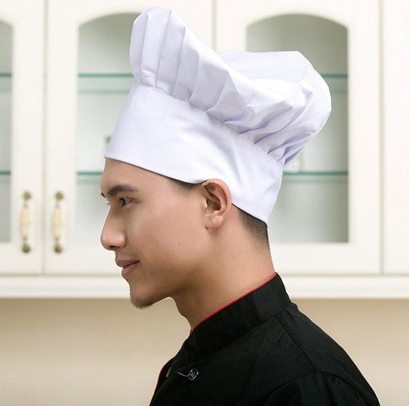 Hyzrz Chef Hat Set of 4 PCS Pack Adult Adjustable Elastic Baker Kitchen Cooking Chef Cap (White) - Image 4