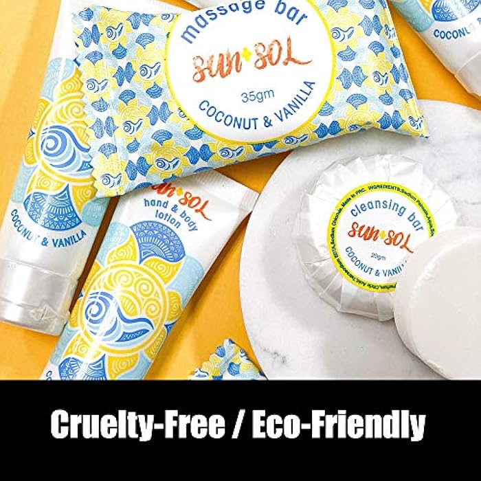 World Amenities Sun + Sol Bulk Hydrating Conditioner with Warm Coconut & Vanilla Fragrances, Travel Size Toiletries, Mini Hotel Amenities, 0.7 Oz, 50 Count - Image 5