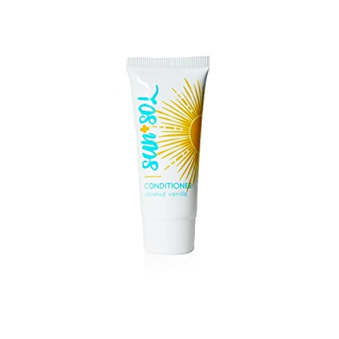 World Amenities Sun + Sol Bulk Hydrating Conditioner with Warm Coconut & Vanilla Fragrances, Travel Size Toiletries, Mini Hotel Amenities, 0.7 Oz, 50 Count - Image 1