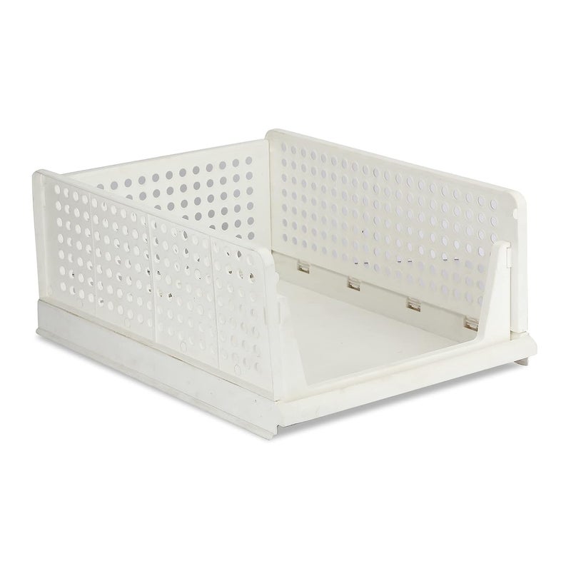 SHRUTI Clothes Organizer For Wardrobe Cupboard Organizer Foldable Clothes And Stackable Closet Organizer Drawer Organizer For Clothes Almirah Space Organizer For Cupboard Pack of 1 White - Image 1