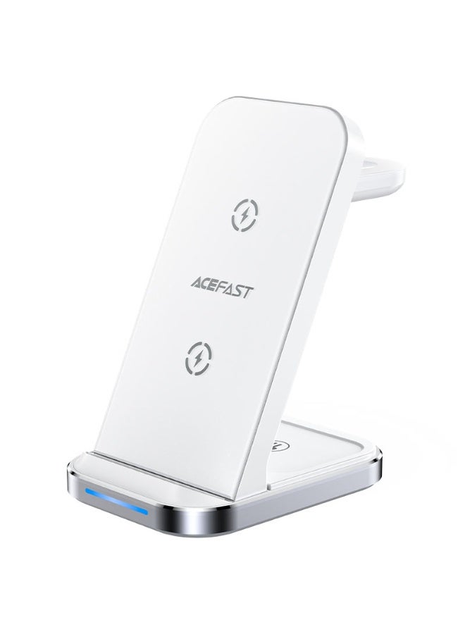 ACEFAST Fast Wireless Charger Desktop Holder E15, Front Panel With Dual Wireless Charging Coil, Horizontal and Vertical Charging, Ergonomic Inclined Design - White - Image 1