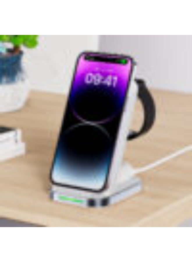 ACEFAST Fast Wireless Charger Desktop Holder E15, Front Panel With Dual Wireless Charging Coil, Horizontal and Vertical Charging, Ergonomic Inclined Design - White - Image 4