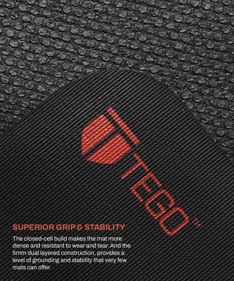 TEGO Stance Yoga Mat with GuideAlign for Posture Alignment (Black Orange Without Bag) | Reversible Design with Dual Texture Grip | 5mm Thick | Antimicrobial, Non-Slip, Sweat-Resistant | 6ft x 2ft | Yoga & Fitness Mat | Shoe-friendly Workout Mat - Image 4