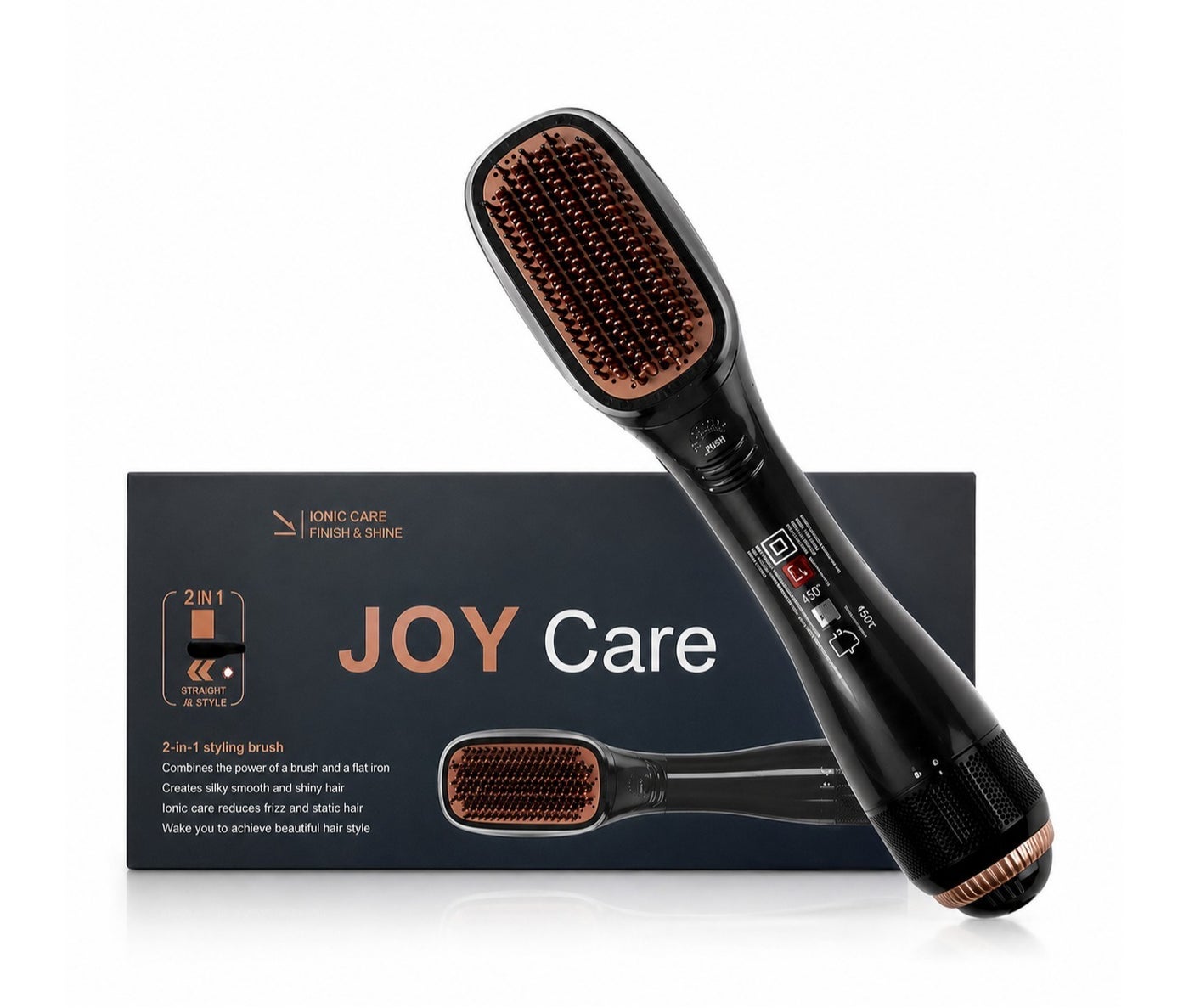 Joy Professional 3-in-1 Hair Styling Brush, Dryer & Styler – Ionic Technology Blow Dryer Brush for Volumizing, Straightening & Drying – 3 Heat Settings, 360° Swivel Cord, Anti-Frizz Ceramic Bristles