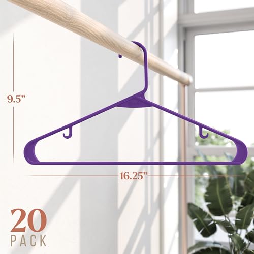 NEATERIZE Plastic Hangers 20 Pack Purple - Clothes Hangers - Makes The Perfect Coat Hanger and General Space Saving Clothes Hangers for Closet - Percheros Ganchos para Colgar Ropa Hangars - Image 2