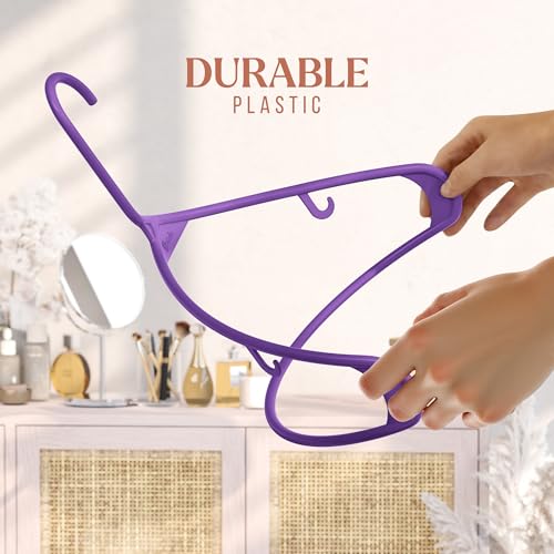 NEATERIZE Plastic Hangers 20 Pack Purple - Clothes Hangers - Makes The Perfect Coat Hanger and General Space Saving Clothes Hangers for Closet - Percheros Ganchos para Colgar Ropa Hangars - Image 4