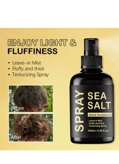 KOEC Sea Salt Spray, Natural Finish Sea Salt Spray for Hair, Gives Volume and Texture, Enriched with Seaweed and Vitamin B5, Lightweight and Non-Greasy, Paraben Free,100ml  - Image 3