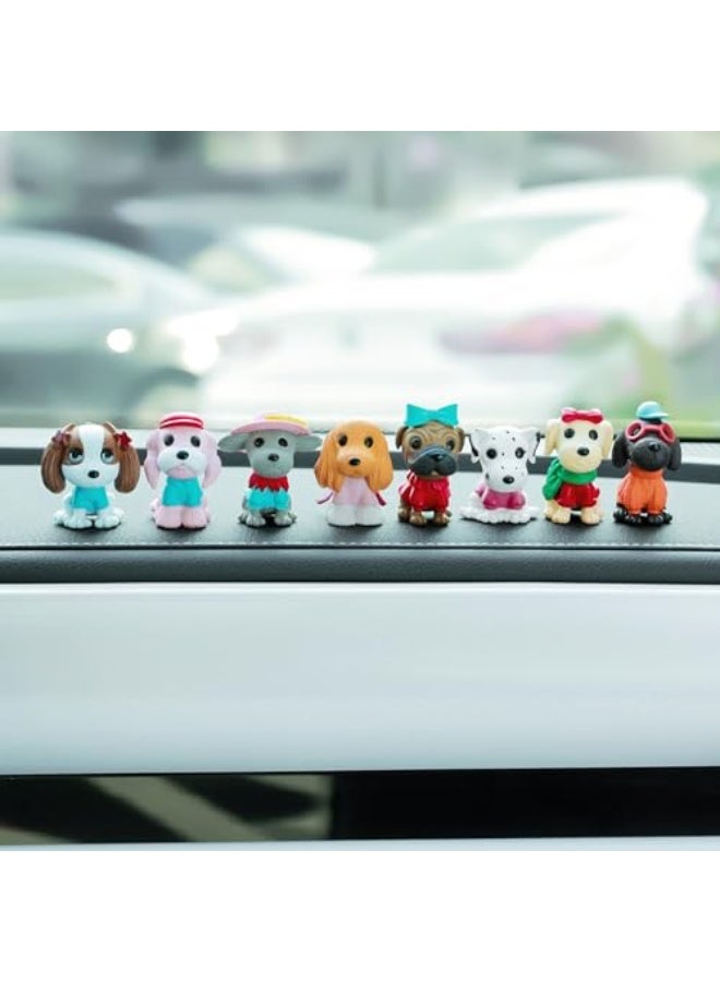 YGMONER 8Pcs Mini Dog Figurines Car Dashboard Decorations Cute Car Interior Decor Cake Toppers (Dog) - Image 1