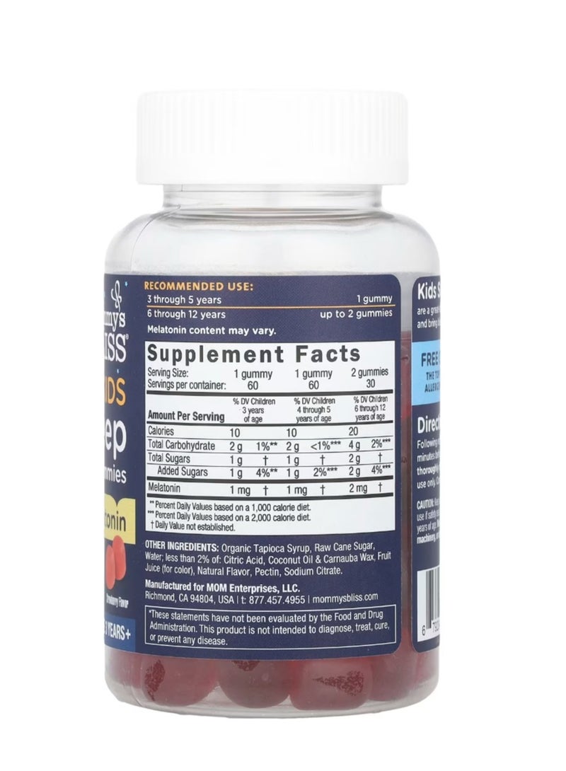 Mommy's Bliss Kids Sleep Gummies With Melatonin 3 Years+ Strawberry 60 Gummies - Image 2