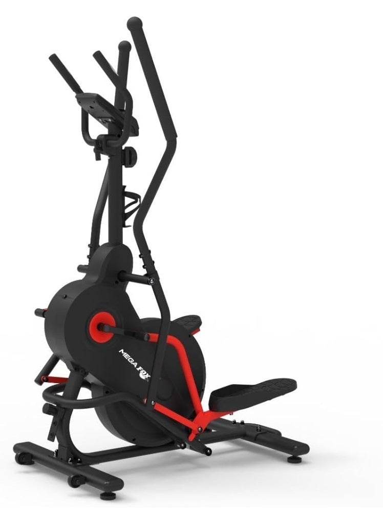 Magnetic control elliptical device for fitness from Al Moataz Group, large indoor exercise bike - black