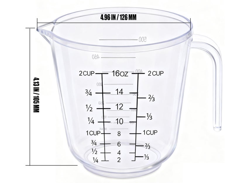 DOTINGHUX Measuring Cup, 2 Cup, Clear - Image 2