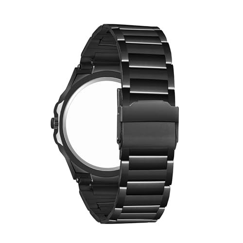 SWADESI STUFF Men’s Rose Gold Stainless Steel Watch | Black Dial Quartz Analog Wristwatch with Date Display – 39mm Stylish Timepiece (Black) - Image 5