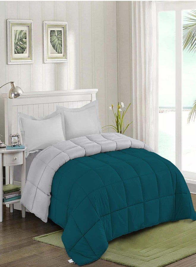 AYANSHI BEDDING Hotel Collection All Season 120 GSM Ac Comforter/Ac Blanket/Ac Duvet Double Bed Comforter (90" X100" Inches) - Double Bed Comforter - Teal/Silver Grey Color - Image 2