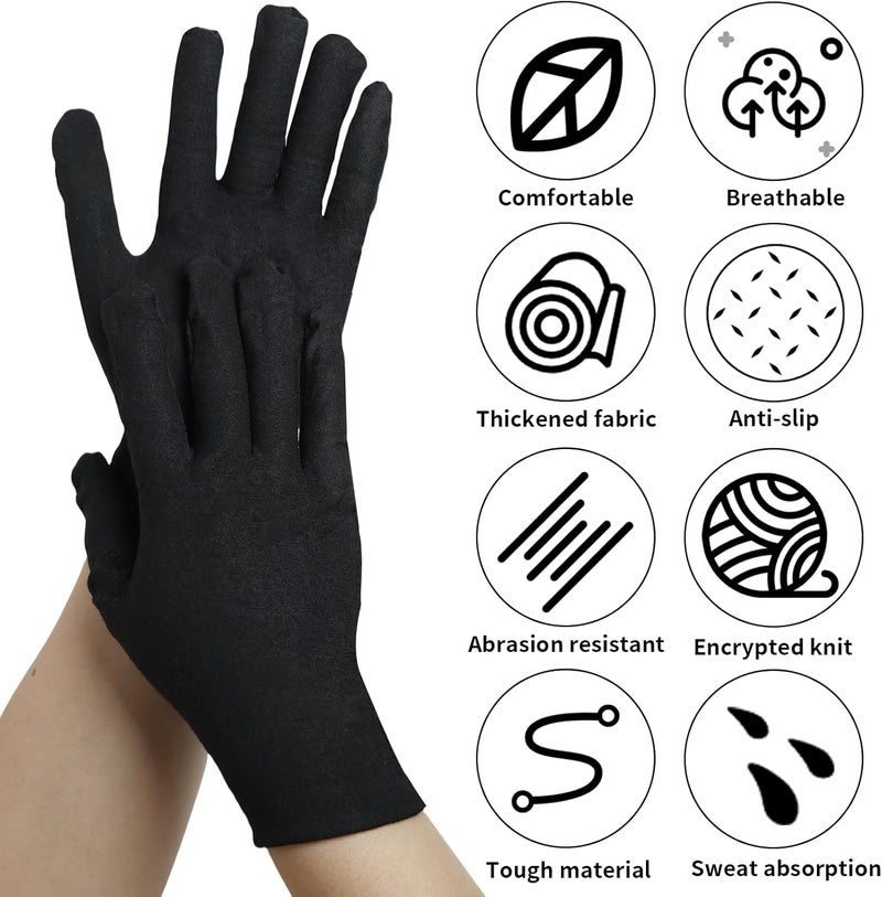 Jesiah Black Cotton Gloves - Soft Thermal Gloves for Eczema, Cycling, and Driving - Image 2