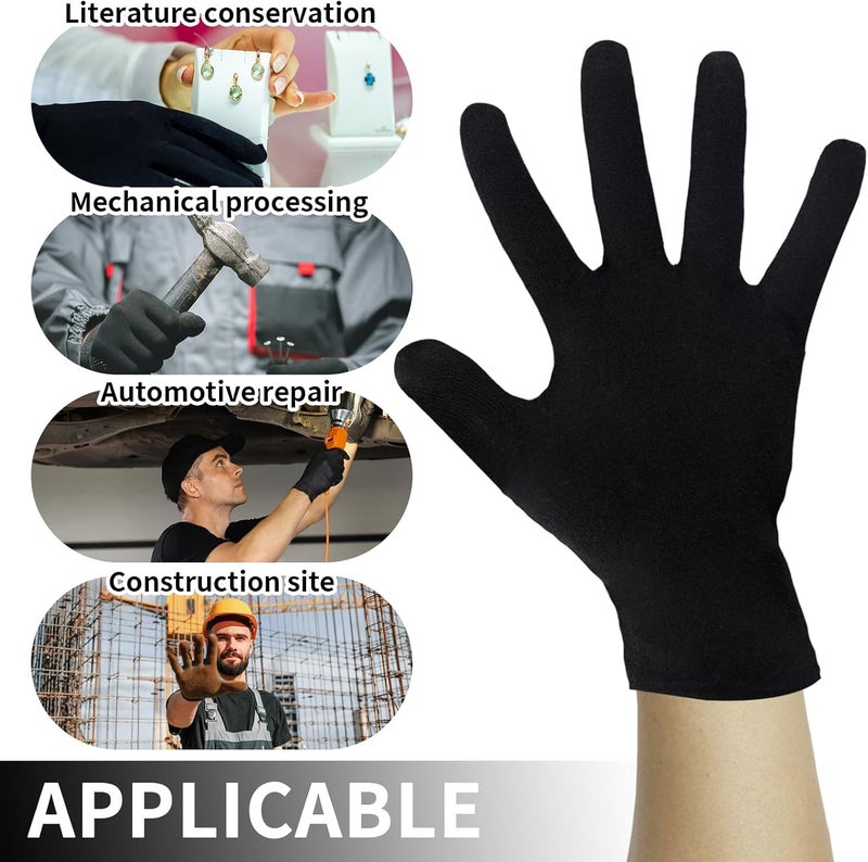 Jesiah Black Cotton Gloves - Soft Thermal Gloves for Eczema, Cycling, and Driving - Image 4