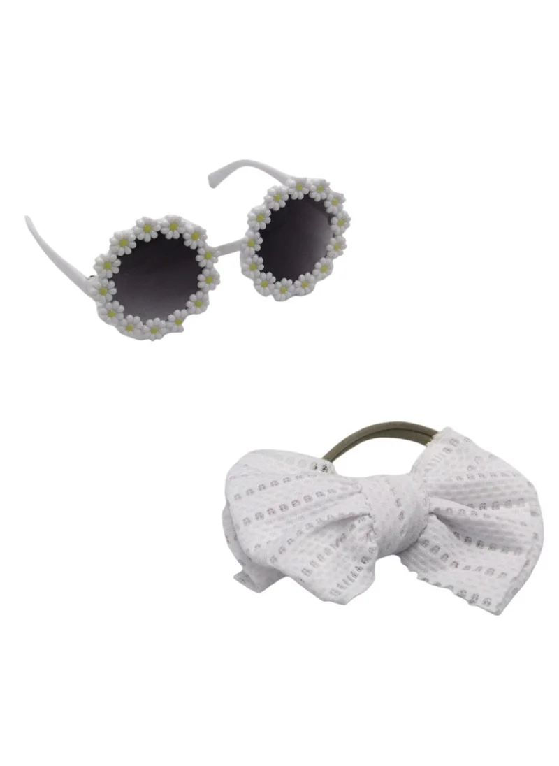 دىدانيالا Zairah Glasses and Headband Set For Babies and Girls- White