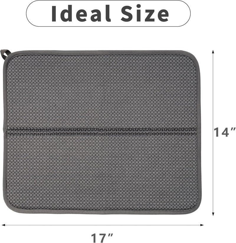 Fresh Mint 2 Pack Dish Drying Mat for Kitchen Counter, Absorbent, Microfiber Dishes Drainer Mats, Multiple Usage Dish Drying Pad 14 x17 inches - Image 5