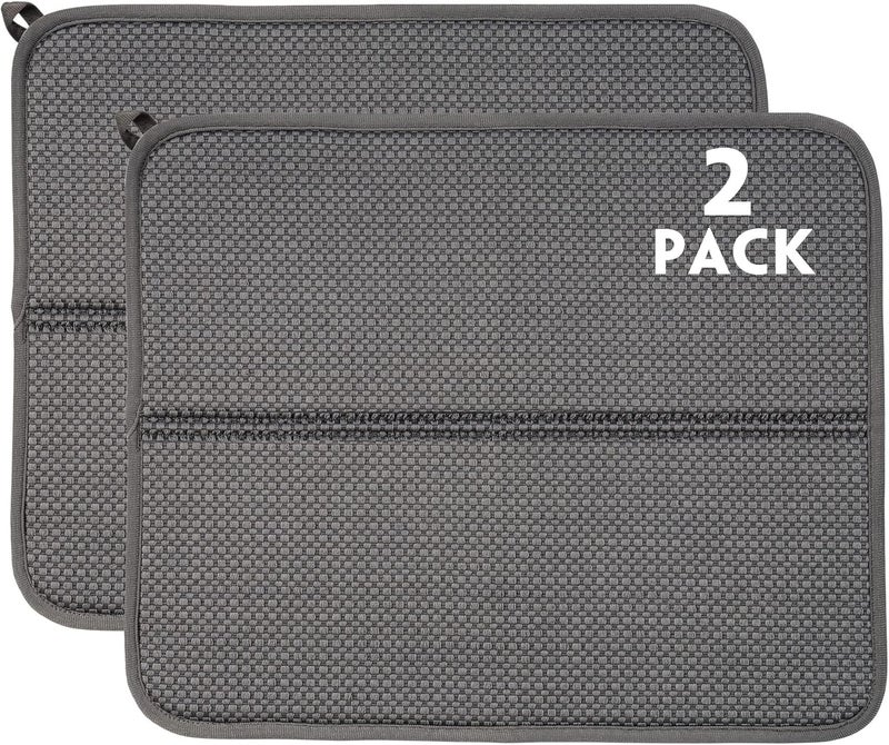 Fresh Mint 2 Pack Dish Drying Mat for Kitchen Counter, Absorbent, Microfiber Dishes Drainer Mats, Multiple Usage Dish Drying Pad 14 x17 inches - Image 1