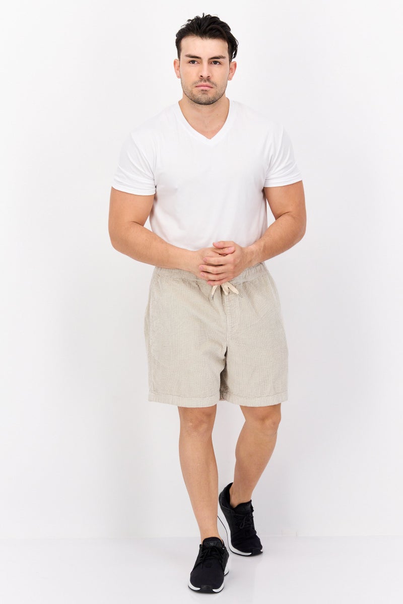 PERRY ELLIS Men Textured Basic Shorts, Beige - Image 4