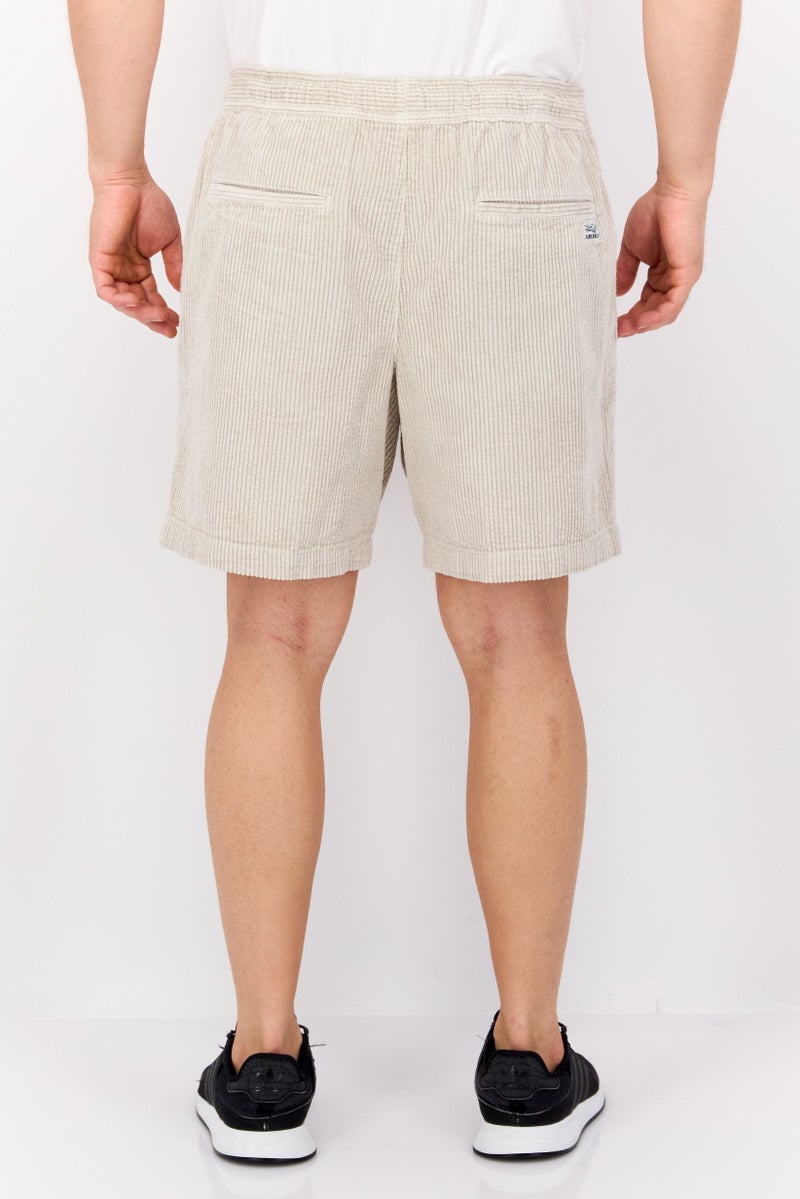 PERRY ELLIS Men Textured Basic Shorts, Beige - Image 3