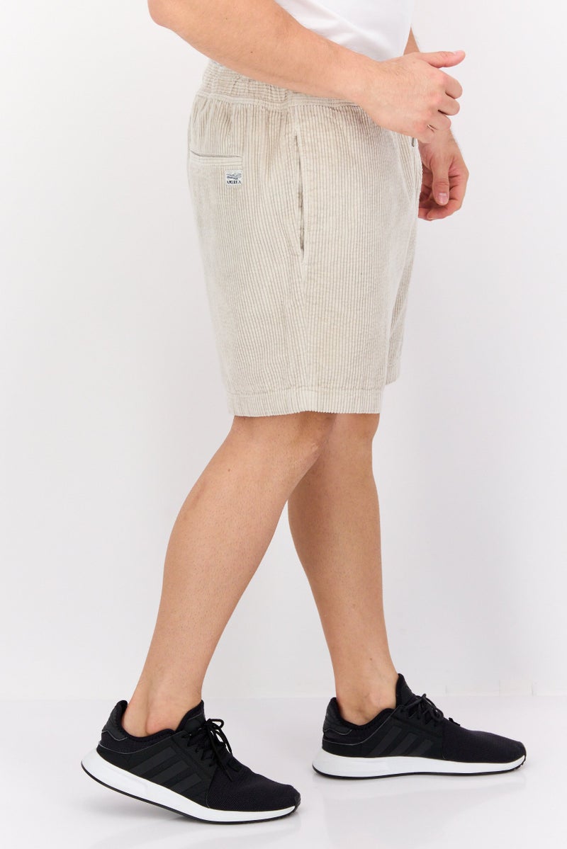 PERRY ELLIS Men Textured Basic Shorts, Beige - Image 2