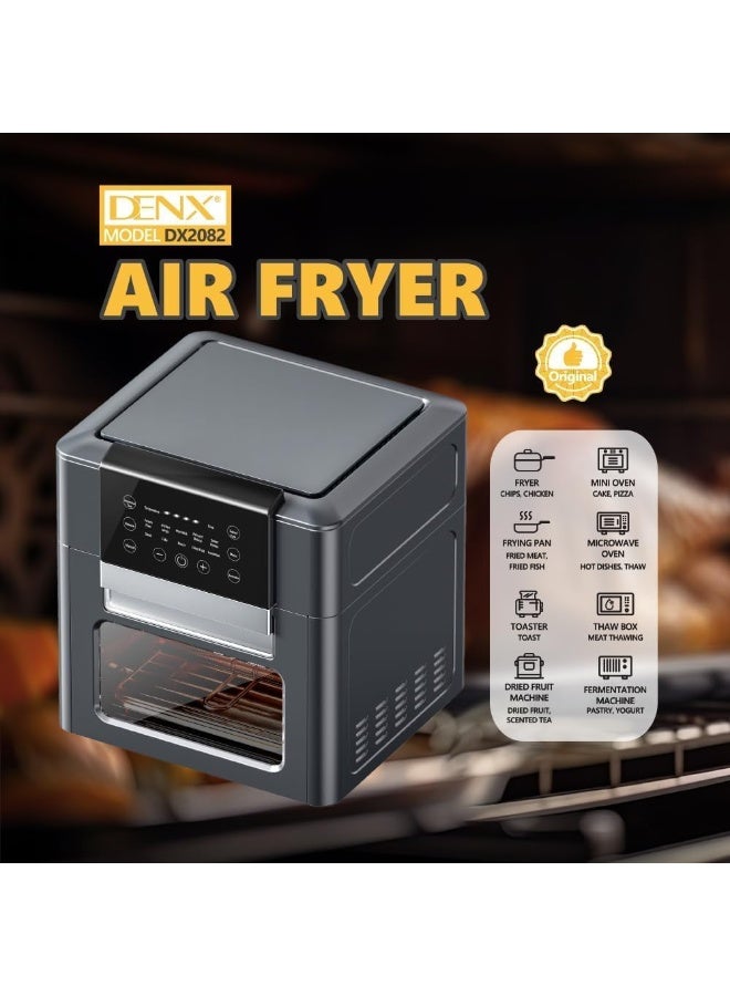 DENX Air Fryer DX2082 – 12L Large Capacity Electric Air Fryer, 1600W Multi-Function Fryer, Toaster, Mini Oven, Microwave & Dehydrator, Easy to Use, Oil-Free Cooking, Multicolor (12L) - Image 2