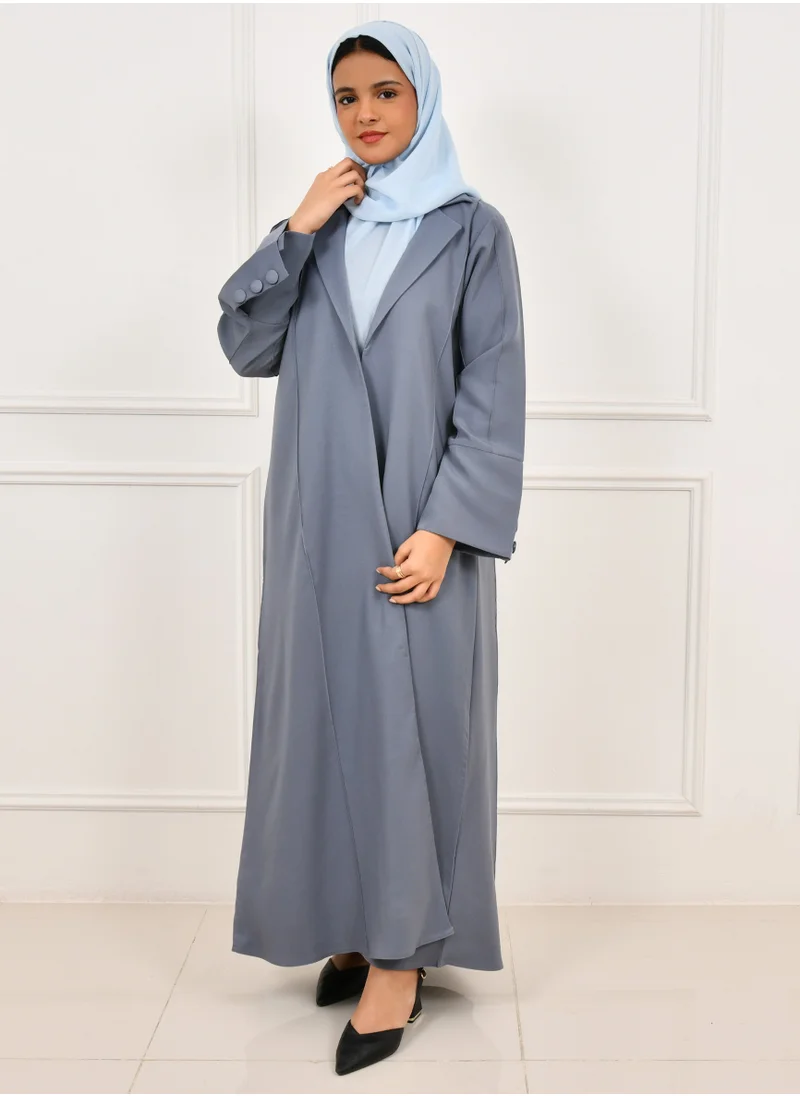 HAWRAA ABAYA Girls' blazer-style abaya in gray, decorated with buttons