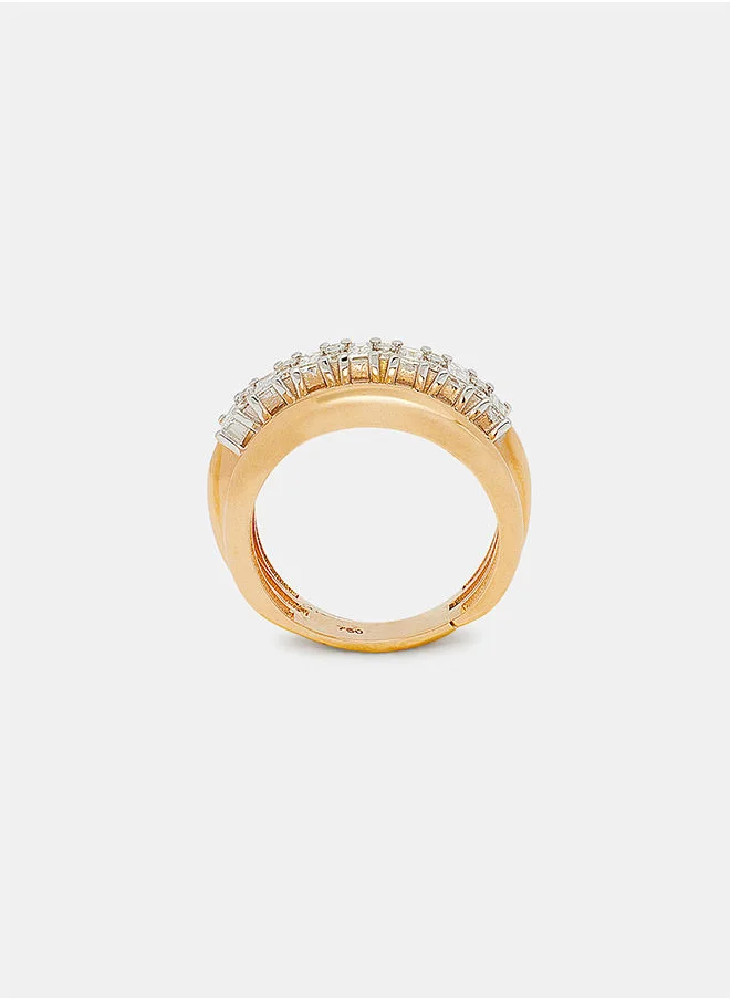 أناكا 18Kt Rose Gold Ring Studded with Natural Diamonds