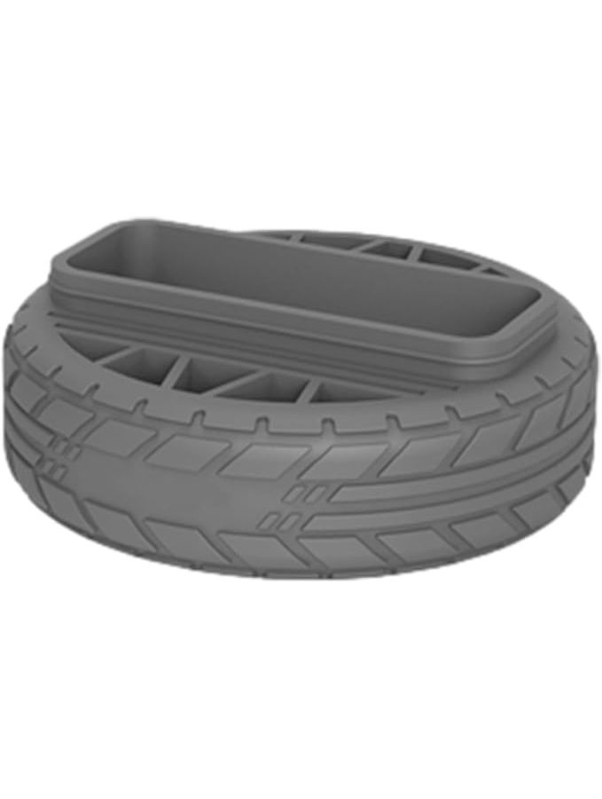 Gray Tire Shaped Stackable Desktop Business Card Holder With Pen Holder And Notepad For Students Home School Office - Image 1