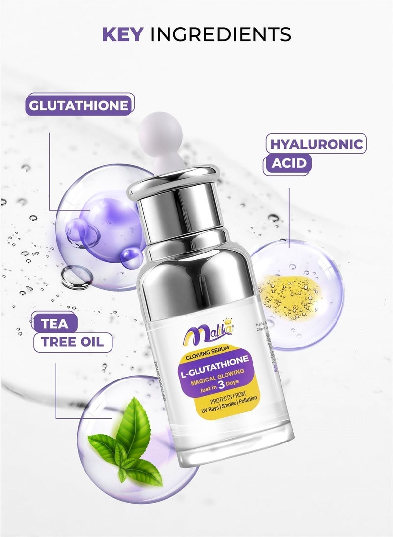 Malika L Glutathione Glowing Korean Serum 30ml | Whitening Serum | Dark Spot Serum | Korean Skin Care | - Image 4
