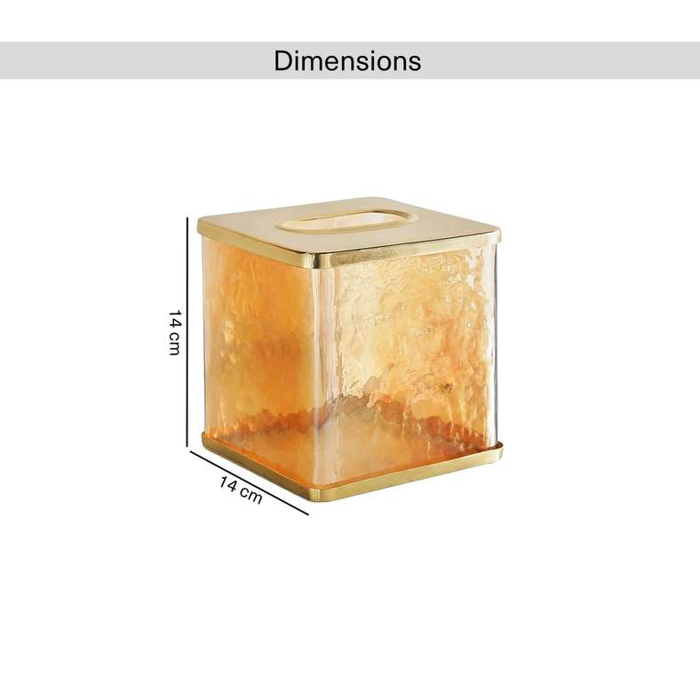 Pan Home Enigma Glass Tissue Box Cover - Gold - Image 3