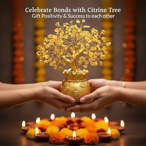 ZAICUS Lucky Feng Shui Citrine Tree, Crystal Tree of Life, Bonsai Money Tree, Gold Crystal Ornaments, Healing Gemstone Tree for Prosperity, Positive Energy, Good Luck Gift (7 x 3 inch) - Image 4
