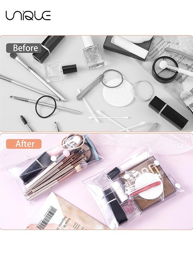 Unique 3 Pack Transparent Cosmetic Bags, Different Size Portable Waterproof PVC Makeup Cases Organizers Pouch Carrying Accessories for Lipstick Facial Cleanser Shampoo Storage- Small & Medium & Large - Image 3