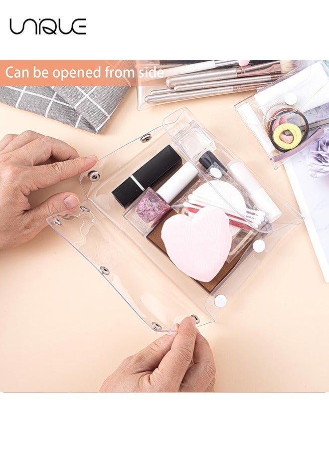 Unique 3 Pack Transparent Cosmetic Bags, Different Size Portable Waterproof PVC Makeup Cases Organizers Pouch Carrying Accessories for Lipstick Facial Cleanser Shampoo Storage- Small & Medium & Large - Image 4