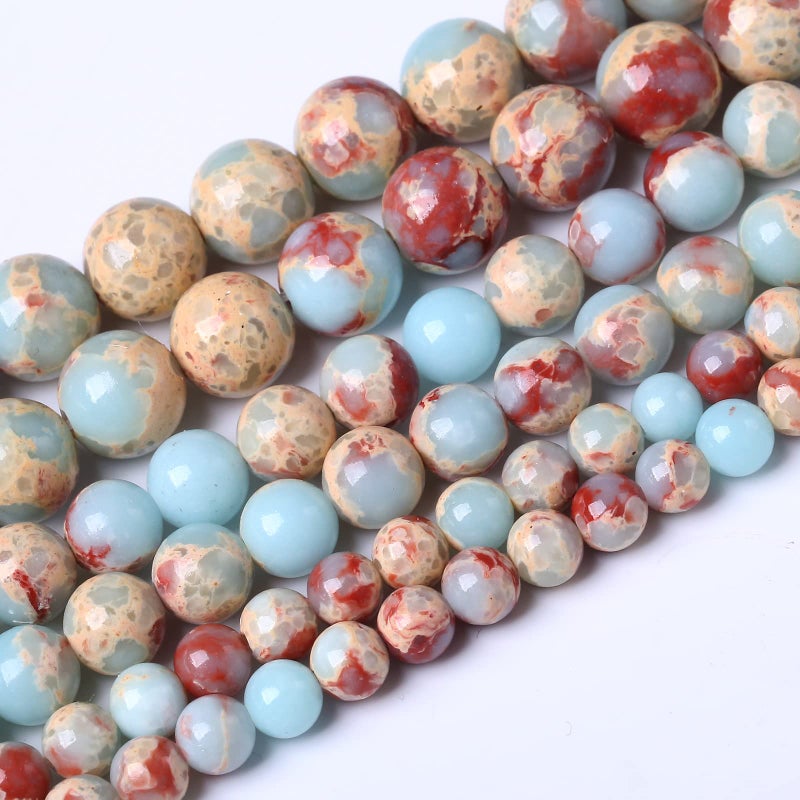 60PCS 6MM Natural Longevity Mountain Beads Round Loose Stone Beads for Jewelry Making DIY Energy Stone Healing Power Bracelet 15