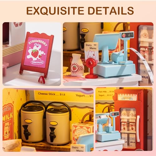 Wowood DIY Mini House Building Miniature Kit Milkbox, Miniature Lifestyle Bookshelf Decoration, Cute Craft Kits for Women or Girls 14+, Kawaii Gifts Hobbies for Crafters (Strawberry Milkbox) - Image 5