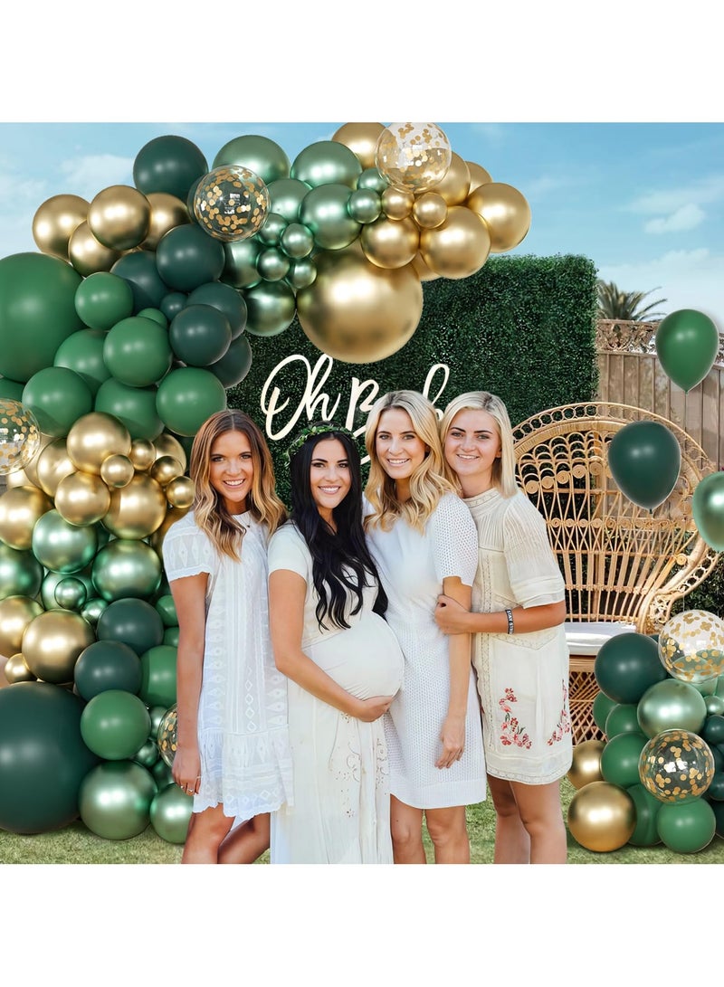 147pcs Green Balloon Garland Arch Kit, Dark Emerald Green and Gold Balloons for Wild One Jungle Birthday Graduation Safari Baby Shower Decorations  - Image 3