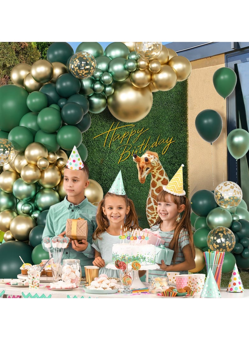 147pcs Green Balloon Garland Arch Kit, Dark Emerald Green and Gold Balloons for Wild One Jungle Birthday Graduation Safari Baby Shower Decorations  - Image 5