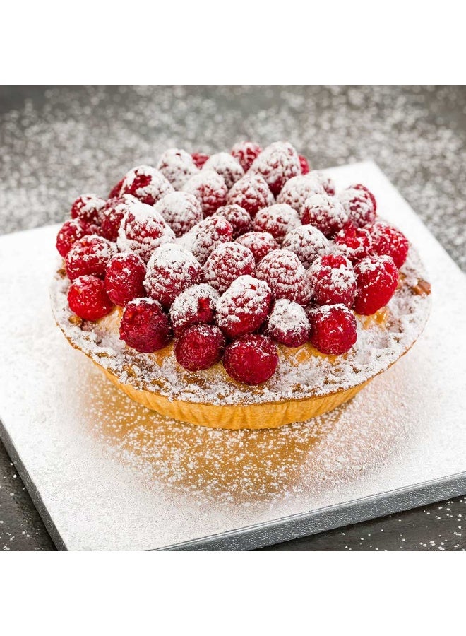 Restaurantware Pastry Tek 8 Inch Cake Board, 1 Durable Cake Drum - Square, Covered Edges, Metallic Silver Paper Cake Base, Disposable, For Birthdays, Weddings, Or Parties - Image 3