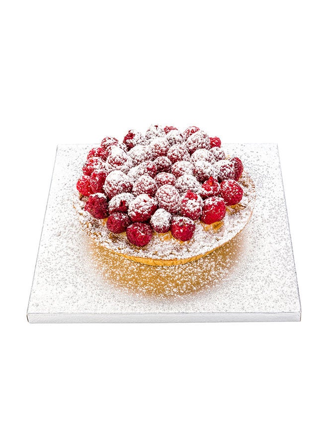 Restaurantware Pastry Tek 8 Inch Cake Board, 1 Durable Cake Drum - Square, Covered Edges, Metallic Silver Paper Cake Base, Disposable, For Birthdays, Weddings, Or Parties - Image 5