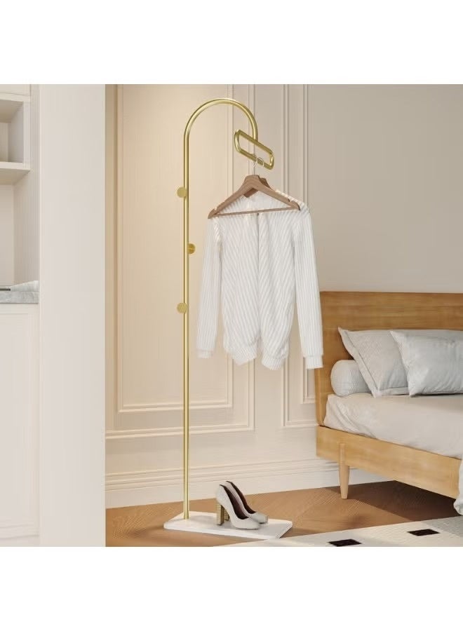 يوڠام علاقة معاطف معدنية باللون الذهبي، علاقة معاطف حرة الوقوف مع قاعدة من الرخام، حامل معاطف أرضي بارتفاع 175 سم - Image 1