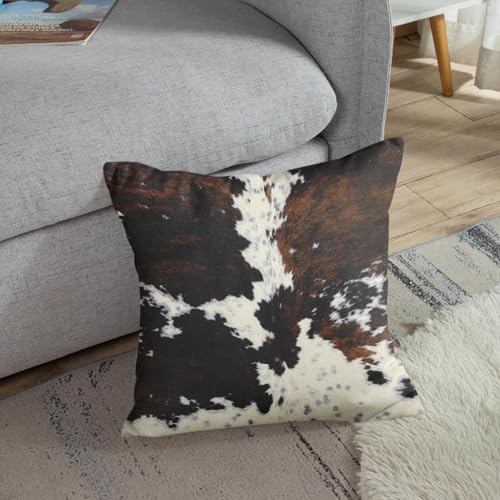 Sanwarm Throw Pillow Covers Home Decor Set of 4 Pillow Cases Decorative 18 x 18 Inches Outdoor Cushion Couch Sofa Pillowcases, Cow Brown Animal Deep - Image 4