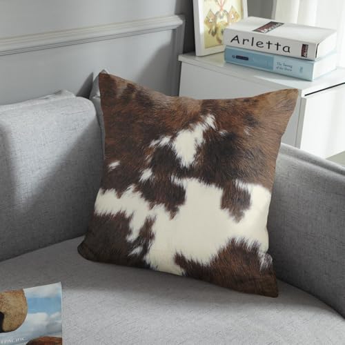 Sanwarm Throw Pillow Covers Home Decor Set of 4 Pillow Cases Decorative 18 x 18 Inches Outdoor Cushion Couch Sofa Pillowcases, Cow Brown Animal Deep - Image 3