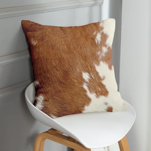 Sanwarm Throw Pillow Covers Home Decor Set of 4 Pillow Cases Decorative 18 x 18 Inches Outdoor Cushion Couch Sofa Pillowcases, Cow Brown Animal Deep - Image 2